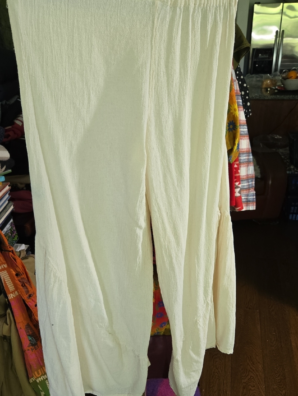 Oh My Gauze! Cream Top with Teal Logo Tag 17 W 11 R 30 L